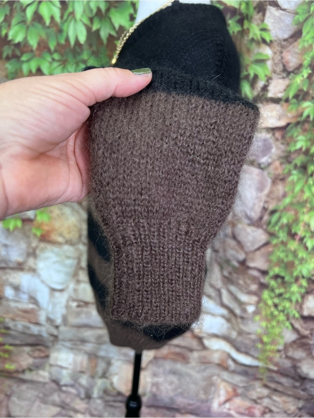 TELA Gina Mohair and Wool Blend Striped Made in Italy Luxury Crewneck Sweater, S - Picture 6 of 15